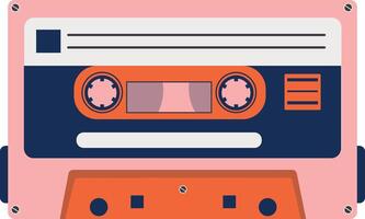 Retro Cassette with Classic Style. 80s Pop Songs and Stereo Music Cassettes. Isolated Icon vector