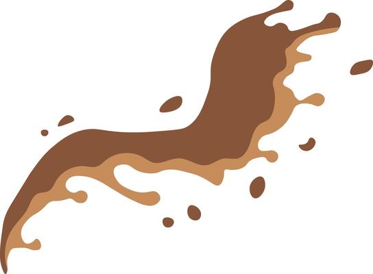 Chocolate Splash in Cartoon Style. Droplet Chocolate. Illustration on White Background