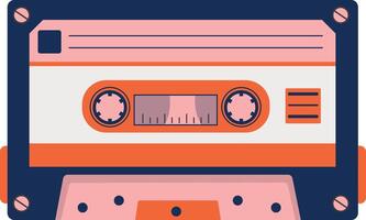 retro casete con clásico estilo. Años 80 popular canciones y estéreo música casetes aislado icono vector