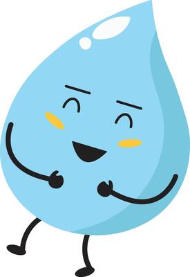 Illustration of Cute Cartoon Water Drop Character. Isolated on White Background