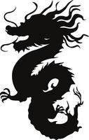 Chinese Dragon Silhouette, Chinese Zodiac. Isolated Black Silhouette on White Background. vector