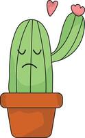 Kawaii Cartoon Potted Cactus in Cute Face. Illustration Design. vector