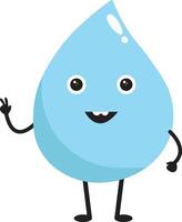 Illustration of Cute Cartoon Water Drop Character. Isolated on White Background vector