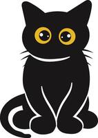 International Cat Day Silhouette with Yellow Eyes. Isolated Cartoon Illustration vector