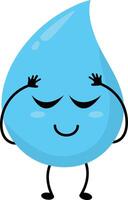 Cute Water Drop Character with Flat Cartoon Face. Isolated on White Background vector