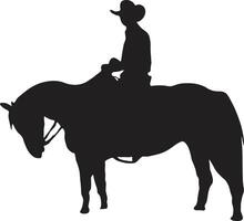 vaquero silueta con caballo y lazo. ilustración diseño. vector