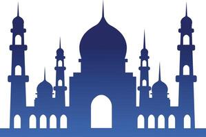 Silhouette of Islamic Mosque on White Background. Color Gradient. Illustration in Flat Style vector