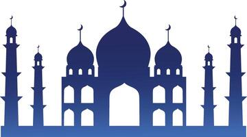 Silhouette of Islamic Mosque on White Background. Color Gradient. Illustration in Flat Style vector