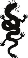 Chinese Dragon Silhouette, Chinese Zodiac. Isolated Black Silhouette on White Background. vector