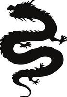 Chinese Dragon Silhouette, Chinese Zodiac. Isolated Black Silhouette on White Background. vector