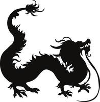 Chinese Dragon Silhouette, Chinese Zodiac. Isolated Black Silhouette on White Background. vector