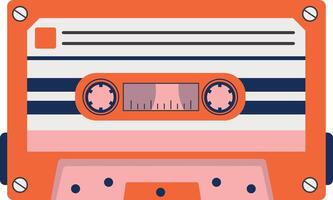 Retro Cassette with Classic Style. 80s Pop Songs and Stereo Music Cassettes. Isolated Icon vector