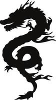 Chinese Dragon Silhouette, Chinese Zodiac. Isolated Black Silhouette on White Background. vector