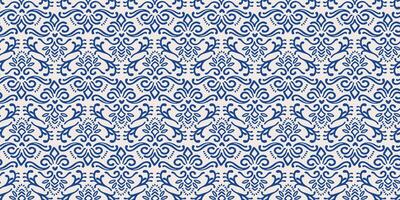 Ethnic blue seamless patterns with plant and geometric elements. Modern abstract design for paper, cover, fabric, interior decor and other use vector