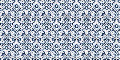 Ethnic blue seamless patterns with plant and geometric elements. Modern abstract design for paper, cover, fabric, interior decor and other use vector