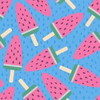 pattern with watermelon ice cream on a stick vector