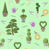 pattern, landscape design, topiary forms, shaped cutting of trees and bushes vector