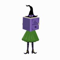 witch reads book of spells book of magic vector