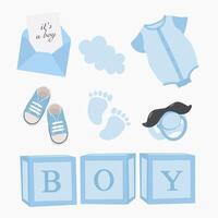 set of elements for a boy's birthday party vector