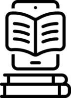 Black line icon for e book vector