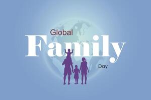 Global Family Day with world map globe background. vector
