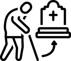 Black line icon for end of life vector