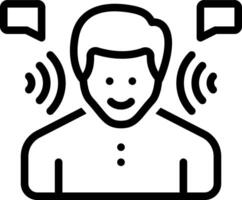 Black line icon for active listening vector