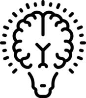 Black line icon for idea brain vector