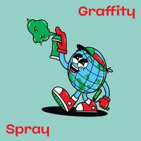 Globe graffiti characters vector