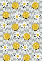 Emoji and flowers pattern background vector