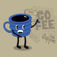 ilustración café taza personaje vector