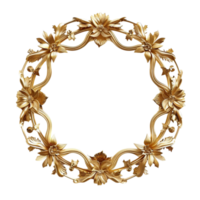 golden frame with flowers on a transparent background png