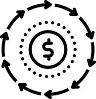 Black line icon for cash flow vector