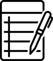 Black line icon for note vector