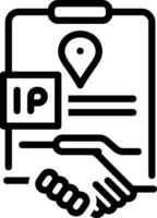 Black line icon for ip agreement vector