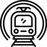 negro línea icono para tranvía vector
