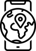 Black line icon for geolocation vector