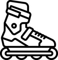 negro línea icono para patinar vector