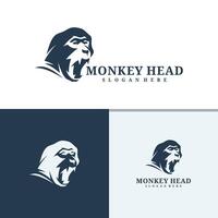 Set of Monkey head logo design . Angry Monkey illustration logo concept vector
