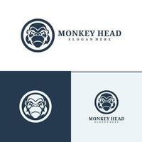 Set of Monkey head logo design . Angry Monkey illustration logo concept vector