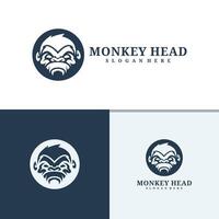 Set of Monkey head logo design . Angry Monkey illustration logo concept vector