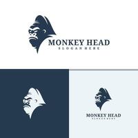 Set of Monkey head logo design . Angry Monkey illustration logo concept vector