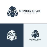 Set of Monkey head logo design . Angry Monkey illustration logo concept vector