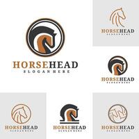 conjunto de caballo cabeza logo diseño . caballo ilustración logo concepto vector