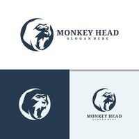 Set of Monkey head logo design . Angry Monkey illustration logo concept vector