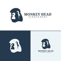 Set of Monkey head logo design . Angry Monkey illustration logo concept vector