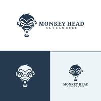 Set of Monkey head logo design . Angry Monkey illustration logo concept vector