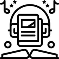 Black line icon for audio book vector