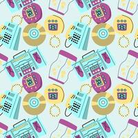 90s retro elements seamless pattern, retro style for background vector