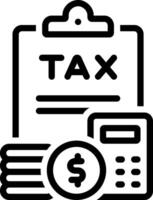 Black line icon for tax return vector